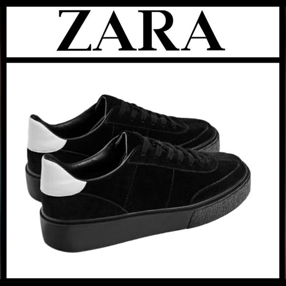 Zara Split Suede Lace-Up Sneakers - Picture 1 of 6
